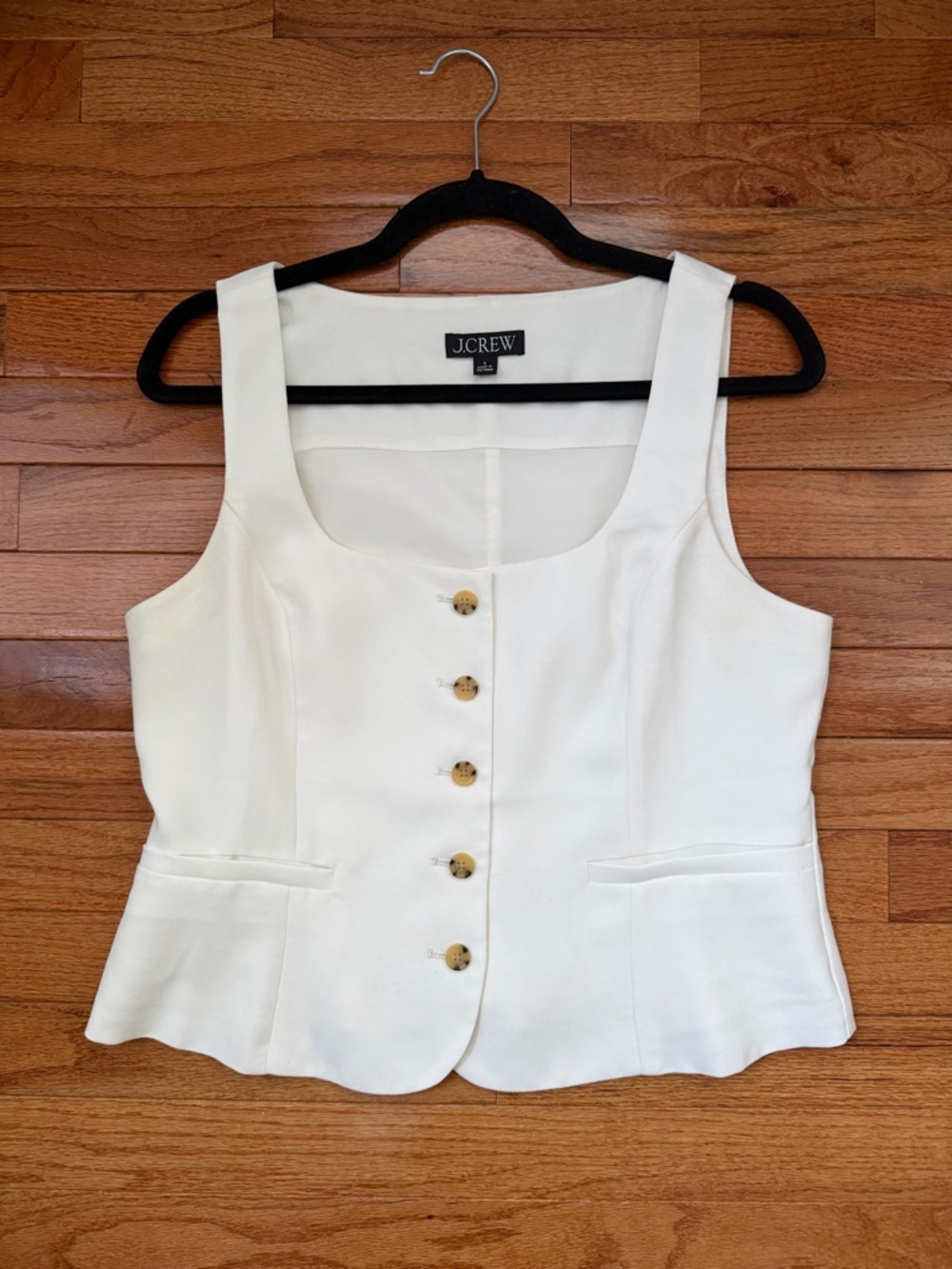 J. Crew Cream Button-Front Square Neck Vest